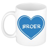 Liefste broer verjaardag cadeau mok - blauw hartje - 300 ml - keramiek - broer/zus dag