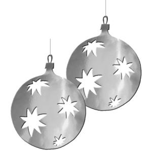 Grote Kerstbal hangdecoratie van karton - 2x - zilver - Dia 30 cm - Kerstversiering