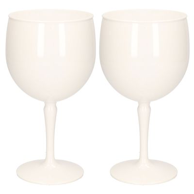 2x stuks onbreekbaar gin tonic glas wit kunststof 40 cl/400 ml