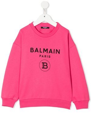Balmain Kids sweat à logo imprimé - Rose