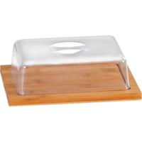 Botervloot / kaasdoos - bamboe hout - kunststof deksel - 20 x 25 x 8 cm