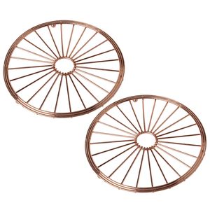 Set van 2x stuks ronde pannen onderzetters van metaal koper 20 cm