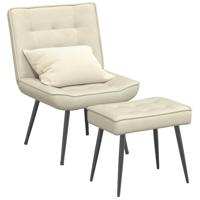 Relaxstoel met voetenbank fluweel crmekleurig
