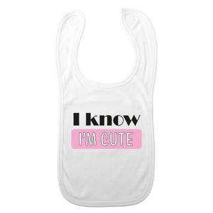 Baby slabbetje - roze - i know i'm cute - kraam cadeau - slab/morsdoek