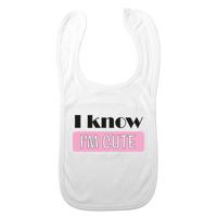 Baby slabbetje - roze - i know i'm cute - kraam cadeau - slab/morsdoek