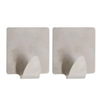 Plakhaakjes vierkant - 2x stuks?- 3,5 cm - Zelfklevende ophang haakjes - RVS - zilver