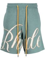 RHUDE short à logo en intarsia - Vert - thumbnail