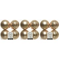 12x Kunststof kerstballen glanzend/mat donker parel/champagne 10 cm kerstboom versiering/decoratie   -