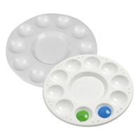 Schilder palet wit - 17 cm - 20x stuks - Schilderspaletten rond van kunststof - Schildermateriaal Schilder palet wit - 17 cm - 20x stuks - Schilderspaletten rond van kunststof - Schildermateriaal