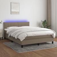 Boxspring met matras en LED stof taupe 140x190 cm