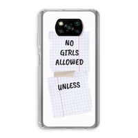 No Girls Allowed Unless: Xiaomi Poco X3 Pro Transparant Hoesje