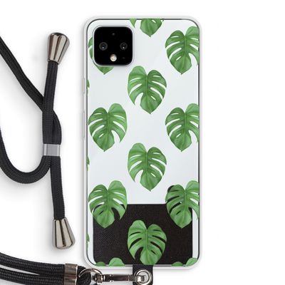 Monstera leaves: Pixel 4 XL Transparant Hoesje met koord