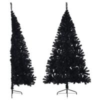 Kunstkerstboom met standaard half 180 cm PVC zwart - thumbnail