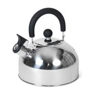 Fluitketel - 2,5 liter - zilver / zwart - RVS - waterkoker - voor camping / caravan / camp