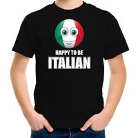 Italie Emoticon Happy to be Italian landen t-shirt zwart kinderen - thumbnail