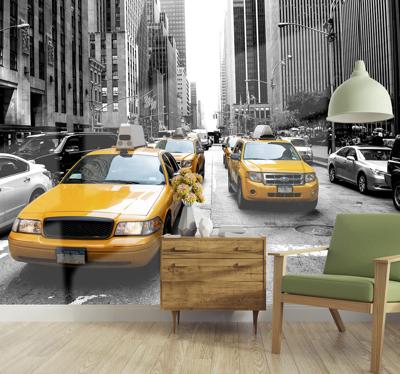 New York taxi new york skyline fotobehang