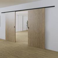 Xperta set 6m rail - Zwart - wand z. vloerpl. - Dubbele deur - Dubbele softclose - opbouw