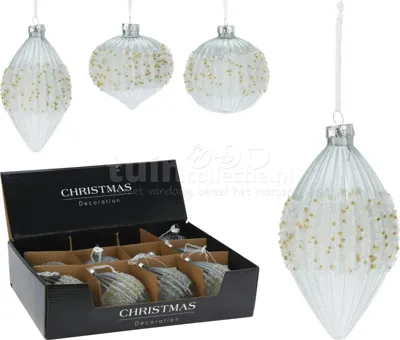 Kerstbal Glas Blauw Ø8cm Assorti 1st