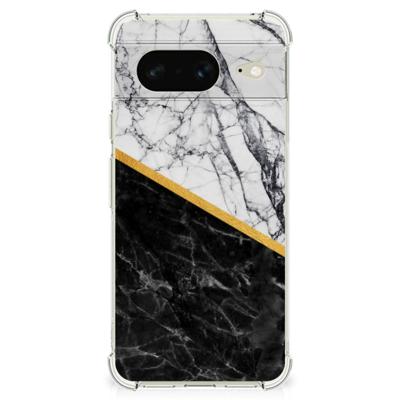 Google Pixel 8 Anti-Shock Hoesje Marmer Wit Zwart - Origineel Cadeau Man Google Pixel 8 Anti-Shock Hoesje Marmer Wit Zwart - Origineel Cadeau Man