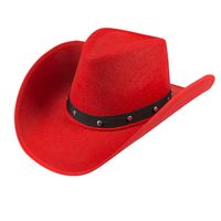 Boland Carnaval verkleed Cowboy hoed Billy Boy - rood - volwassenen - Western thema   - - thumbnail
