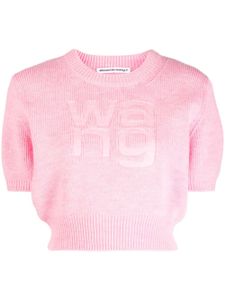 Alexander Wang haut crop à logo embossé - Rose