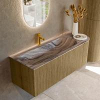 Badmeubel Mondiaz Kurve-Dlux | 125 cm | Meubelkleur Dusk | Wastafelkleur Sombra | Solid surface | Wasbak linker zijde spoelbak | 1 kraangat