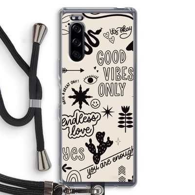 Good vibes: Sony Xperia 5 Transparant Hoesje met koord