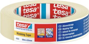 Tesa Afplakband | licht gecrêpt | lichtbeige | lengte 50 m | breedte 25 mm | wiel | 12 stuks - 04323-00041-00 04323-00041-00