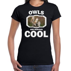 T-shirt owls are serious cool zwart dames - uilen/ kerkuil shirt 2XL  -