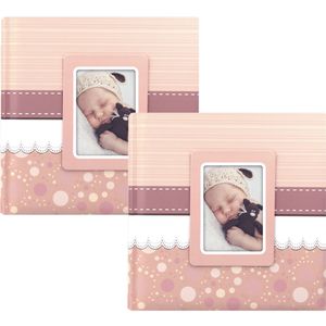 2x Fotoboek/fotoalbum Cinzia baby meisje met 30 paginas roze 31 x 31 x 3 cm