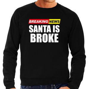 Foute humor Kersttrui breaking news broke Kerst sweater zwart voor heren