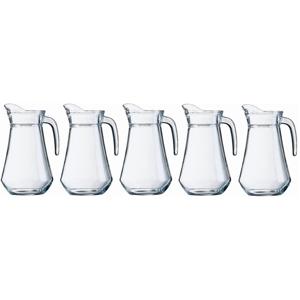 Schenkkan - 5x - 1 liter - transparant - 20 cm - glas - sapkan - waterkan - limonadekan