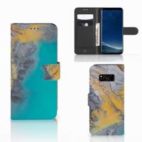 Samsung Galaxy S8 | Bookcase | Marble Blue Gold