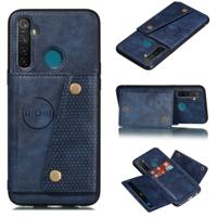 Voor OPPO Realme 5 schokbestendige magnetische PU + TPU beschermhoes met kaartsleuven (blauw)