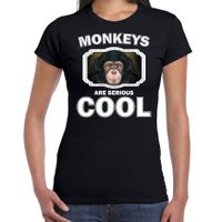 T-shirt monkeys are serious cool zwart dames - apen/ leuke chimpansee shirt 2XL  -
