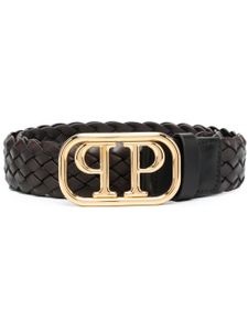 Philipp Plein ceinture tressée à boucle logo - Marron