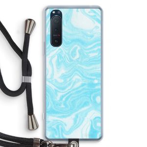 Waterverf blauw: Sony Xperia 5 II Transparant Hoesje met koord
