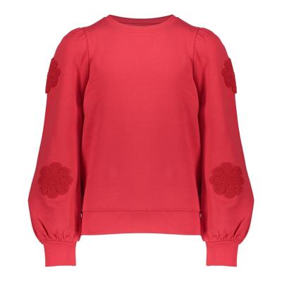 Geisha winter sweater meisjes - rood - bloemen op mouw