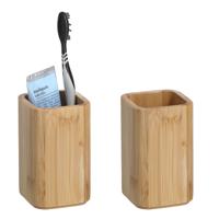 Tandenborstelhouder - 2x - bamboe hout - 7 x 11 cm