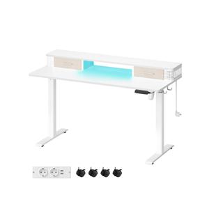 Bureau in hoogte verstelbaar en elektrisch, Wolk wit / 60 x 140 x (72-120) cm