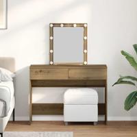Kaptafel artisanaal eikenkleurig 100 x 40 x 130 cm Bewerkt hout