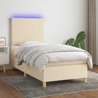 Boxspring met matras en LED stof crèmekleurig 100x200 cm