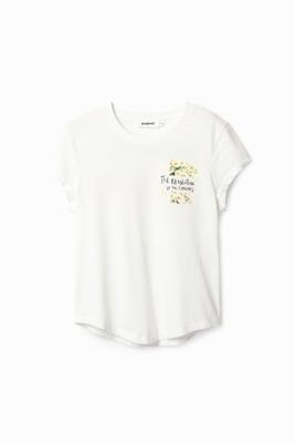 T-shirt met teksten en bloemen - WHITE - S T-shirt met teksten en bloemen - WHITE - S