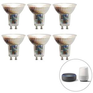 LUEDD Set van 6 smart GU10 dimbaar in kelvin LED lampen 4,8W 400 lm