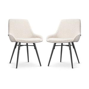 Nolon Nova-Isa Eetkamerstoelen Set van 2 - Bouclé Beige - Zwarte Poten