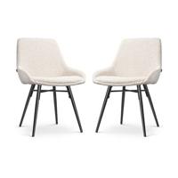 Nolon Nova-Isa Eetkamerstoelen Set van 2 - Bouclé Beige - Zwarte Poten