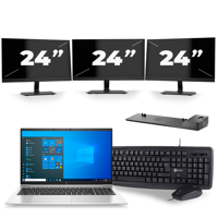 HP EliteBook 850 G8 - Intel Core i5-11e Generatie - 15 inch - 16GB RAM - 256GB SSD - Windows 11 + 3x 24 inch Monitor