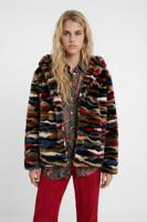 Veelkleurig kort pluchen jack - MATERIAL FINISHES - L