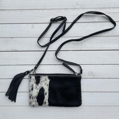 Tas Carol koeienhuid (Nguni) zwart wit 23x15cm