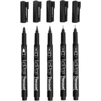 Permanente markers, lijndikte 2x0,6+2x0,8+1,3 mm, zwart, 5 stuk/ 1 doos